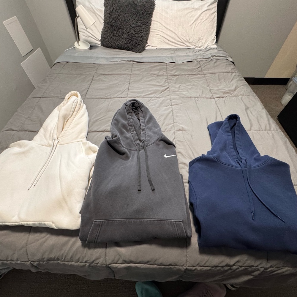 Men's Hoodie Set - Cream, Gray, and Blue